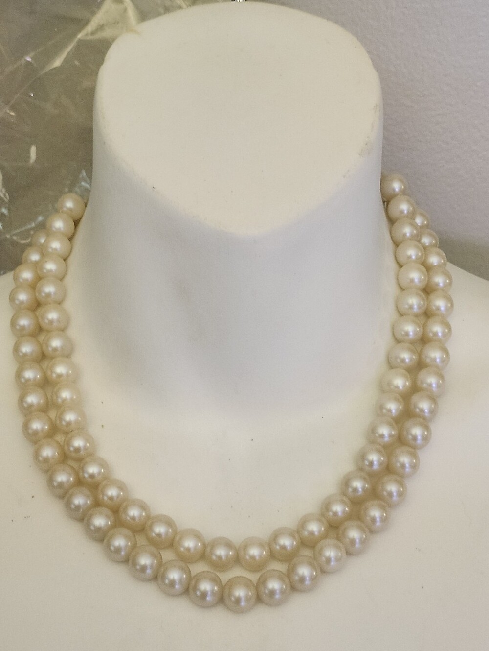Classic Double Strand Pearl Necklace in Cream - Made In Japan